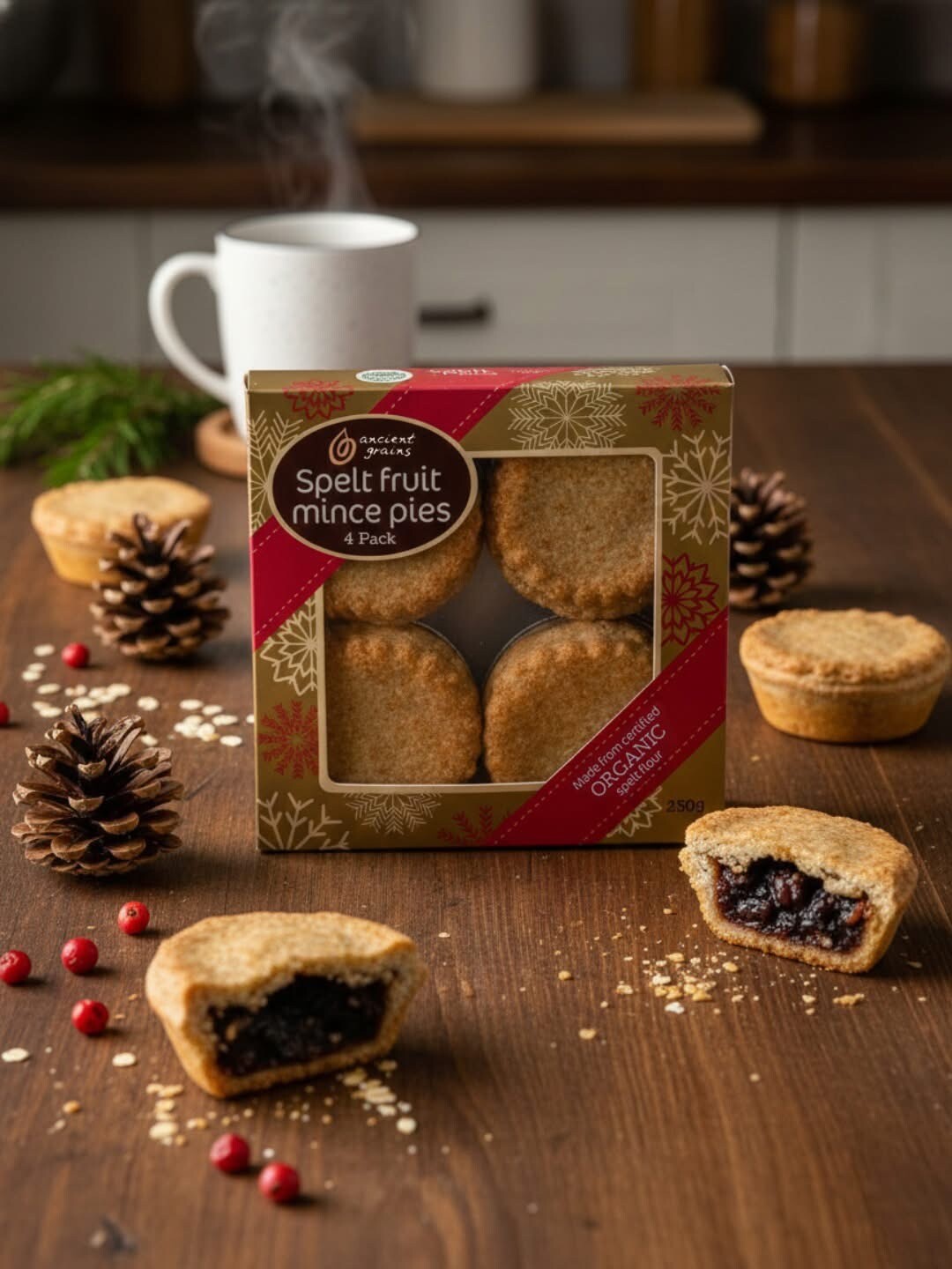 Ancient Grains Spelt Fruit Mince Christmas Pies 4 Pack