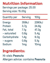 Byron Bay Peanut Butter Co Peanut Butter Smooth - No Added Salt 375g, view 3 of 3
