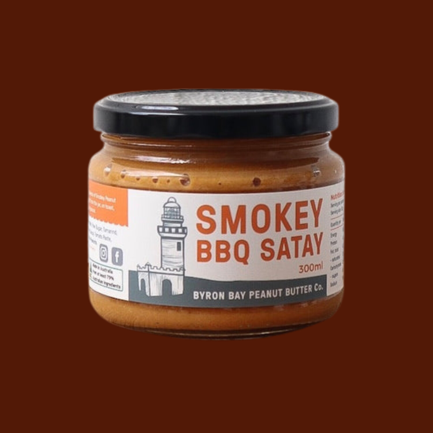 Byron Bay Peanut Butter Co Smoky BBQ Satay Sauce 300ml