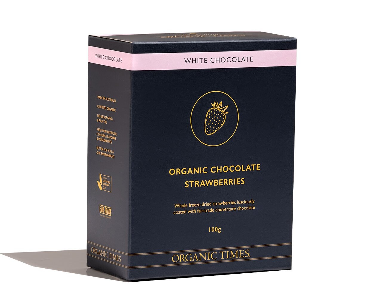 Organic Times Organic White Chocolate Strawberries 100g, view 2 of 4